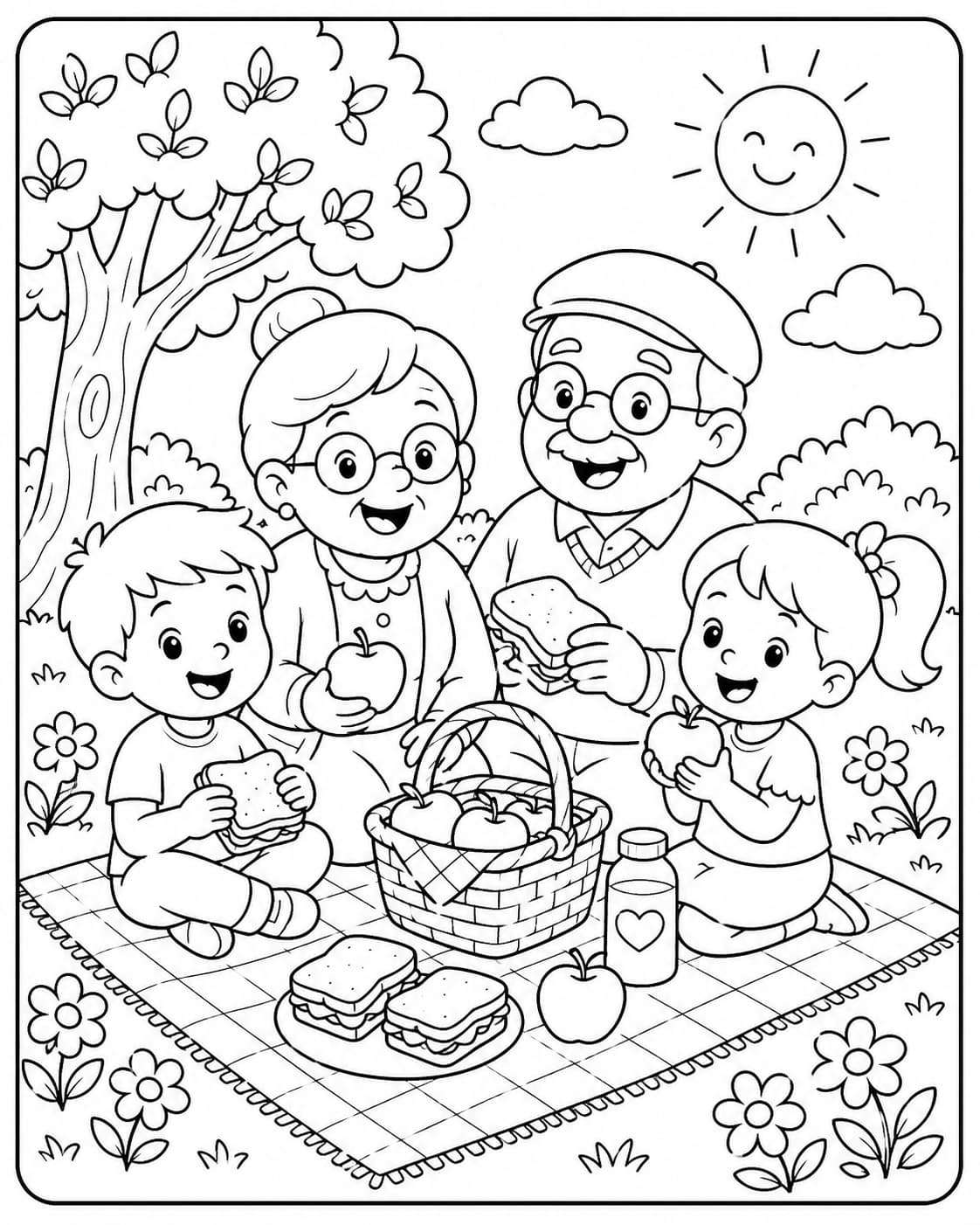 Oma und Opa Motiv 6 als kostenloses Ausmalbild für Kinder